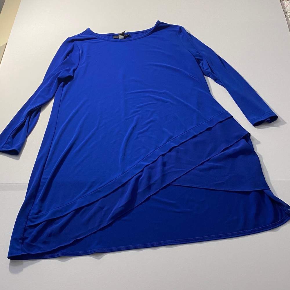 Alfani | Cobalt Blue Tunic with Sheer Chiffon Hem